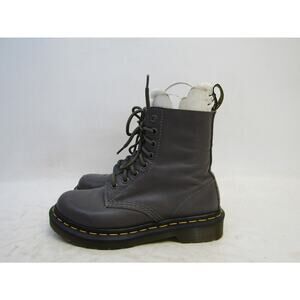 Dr. Martens Womens Sz 5 M Gray Leather Lace Up 8 Eye Ankle Fashion Boots Bootie